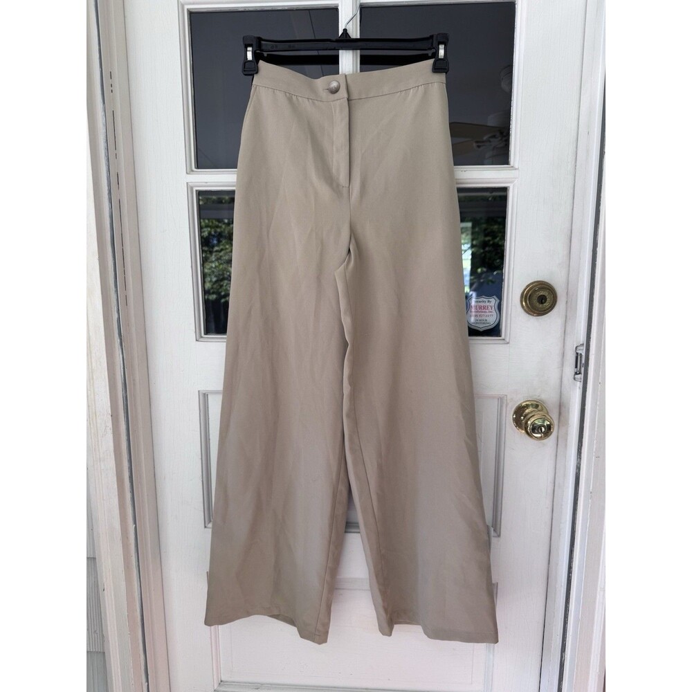 ASOS Designs 4 Khaki Wide Leg Dress Pant NEW High Waist Elastic Back READ
